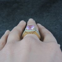 Vintage 90s Vermeil Sterling Pink Cz Ring Size 8