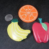 Set of 3 Large Vintage Fruit Brooches