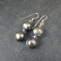 Vintage Sterling Pearl Amethyst Earrings
