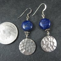 Vintage Hammered Sterling Lapis Lazuli Earrings