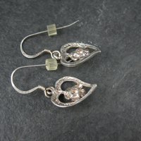 Vintage Sterling Heart Rose Earrings