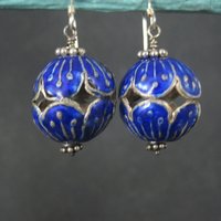 Vintage Sterling Blue Enamel Earrings