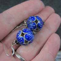 Vintage Sterling Blue Enamel Earrings