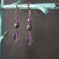 Vintage Sterling Amethyst Pearl Earrings