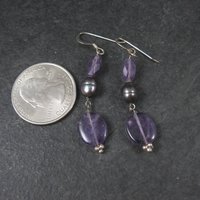 Vintage Sterling Amethyst Pearl Earrings