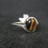 Vintage Sterling Tigers Eye Ring Size 9 NOS