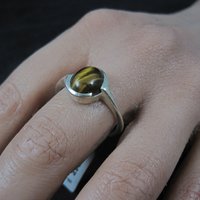 Vintage Sterling Tigers Eye Ring Size 9 NOS