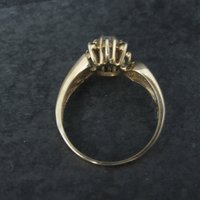 Estate 14K White Sapphire Black Spinel Ring Size 7