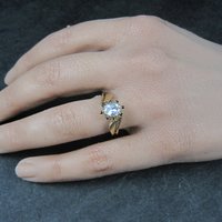 Estate 14K White Sapphire Black Spinel Ring Size 7