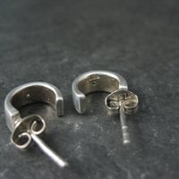 Tiny Sterling Diamond Half Hoop Earrings