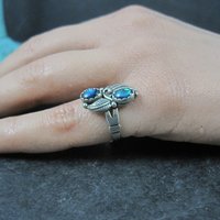 Southwestern Sterling Paua Sell Feather Ring NOS Multiple Sizes Available