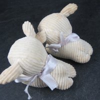 Vintage 2 Tiny Corduroy Lambs Cotton & Cellulose
