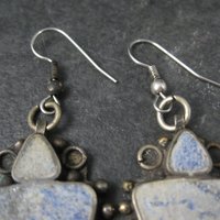 Large Vintage Denim Lapis Earrings