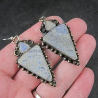 Large Vintage Denim Lapis Earrings