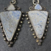 Large Vintage Denim Lapis Earrings