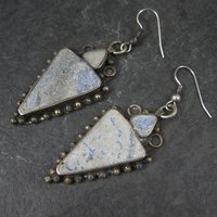 Large Vintage Denim Lapis Earrings