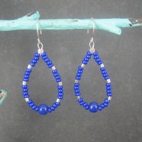 Sterling Blue Bead Dangle Earrings