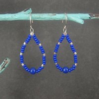 Sterling Blue Bead Dangle Earrings