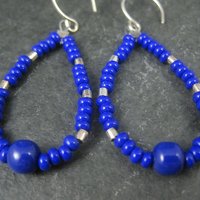Sterling Blue Bead Dangle Earrings