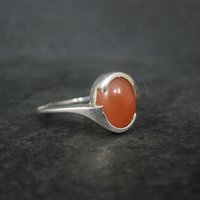Vintage Sterling Carnelian Cabochon Ring Sizes 6