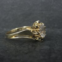 Estate 14K White Sapphire Black Spinel Ring Size 7