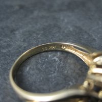 Estate 14K White Sapphire Black Spinel Ring Size 7