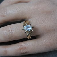 Estate 14K White Sapphire Black Spinel Ring Size 7