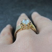 Estate 14K White Sapphire Black Spinel Ring Size 7