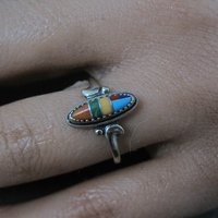Dainty Southwestern Sterling Inlay Ring