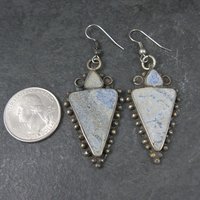 Large Vintage Denim Lapis Earrings