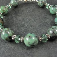 Green Chrysocolla Crystal Bracelet 7.5 Inches