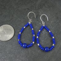 Sterling Blue Bead Dangle Earrings