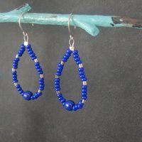 Sterling Blue Bead Dangle Earrings