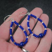 Sterling Blue Bead Dangle Earrings