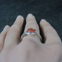 Vintage Sterling Carnelian Cabochon Ring Sizes 6