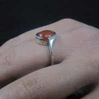 Vintage Sterling Carnelian Cabochon Ring Sizes 6