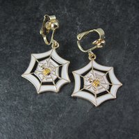 Gold Plated Spider Web Clip On Earrings