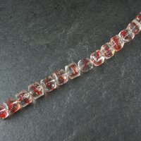 Red and Clear 10mm Cube Art Glass Beads Lot of 14