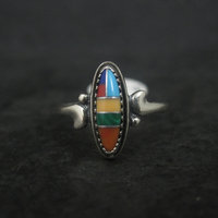 Dainty Southwestern Sterling Inlay Ring