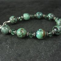 Green Chrysocolla Crystal Bracelet 7.5 Inches