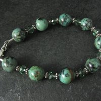 Green Chrysocolla Crystal Bracelet 7.5 Inches