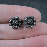 Vintage Sterling Etruscan Stud Earrings 10mm