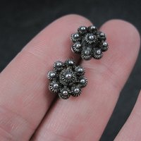 Vintage Sterling Etruscan Stud Earrings 10mm