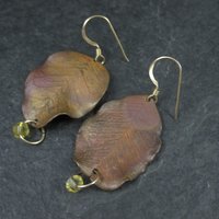 Vintage Copper Leaf Earrings Gold Filled