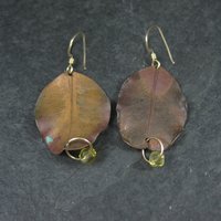 Vintage Copper Leaf Earrings Gold Filled