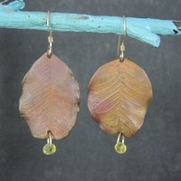 Vintage Copper Leaf Earrings Gold Filled