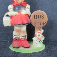 Vintage Little Girl at the Bus Stop Ornament Hong Kong