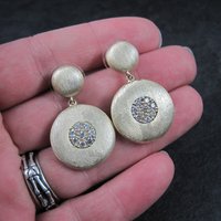 Vermeil Sterling Cz Earrings Brushed Finish