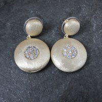 Vermeil Sterling Cz Earrings Brushed Finish