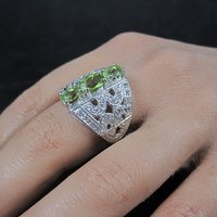 Estate Sterling Peridot Ring Size 10